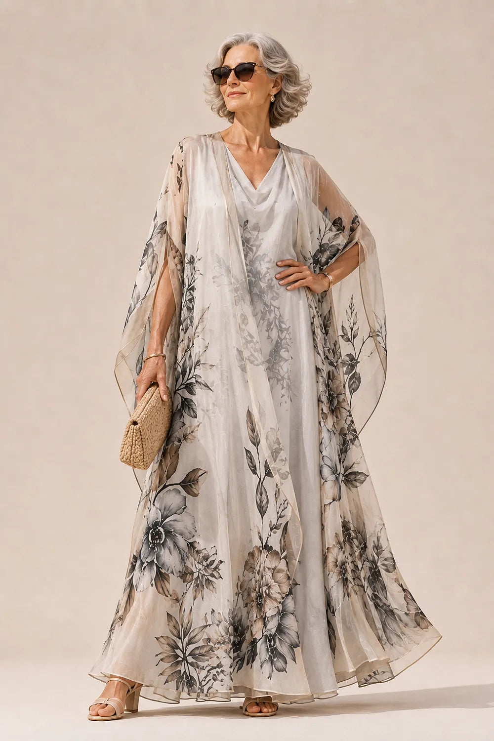 Flowing Floral Wedding Guest Maxi Dress