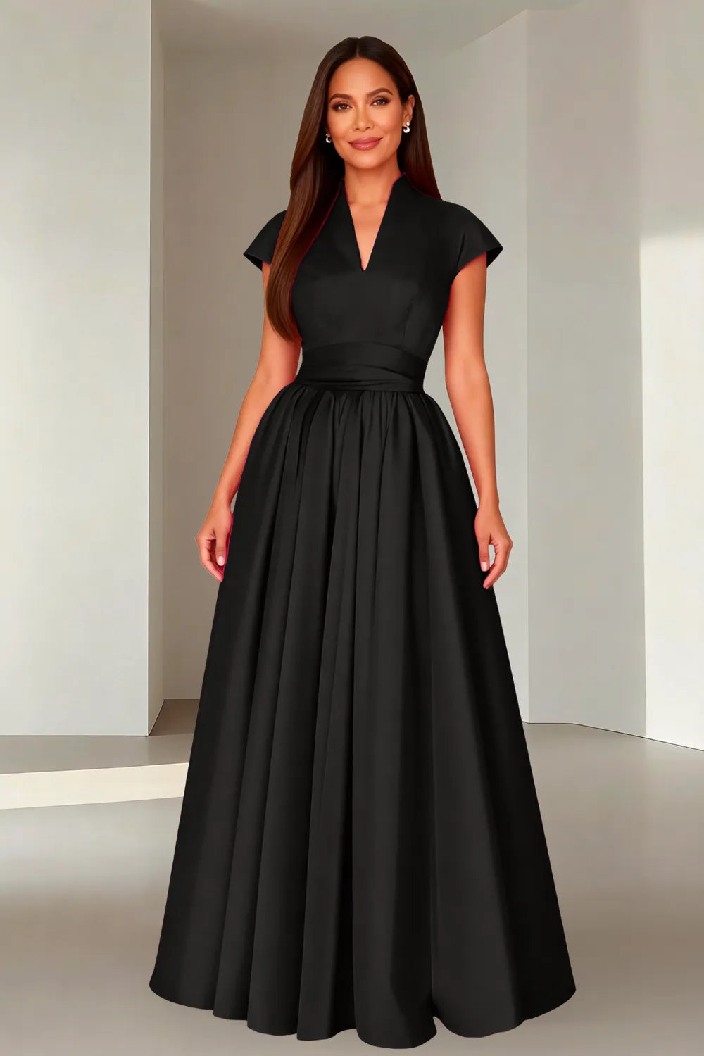 Elegant V-Neck Maxi Formal Dress for Women