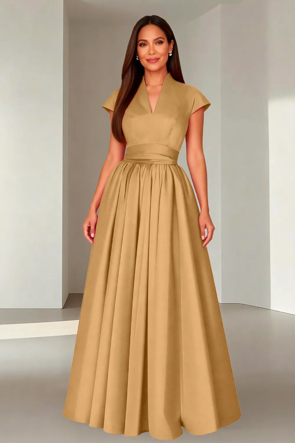 Elegant V-Neck Maxi Formal Dress for Women