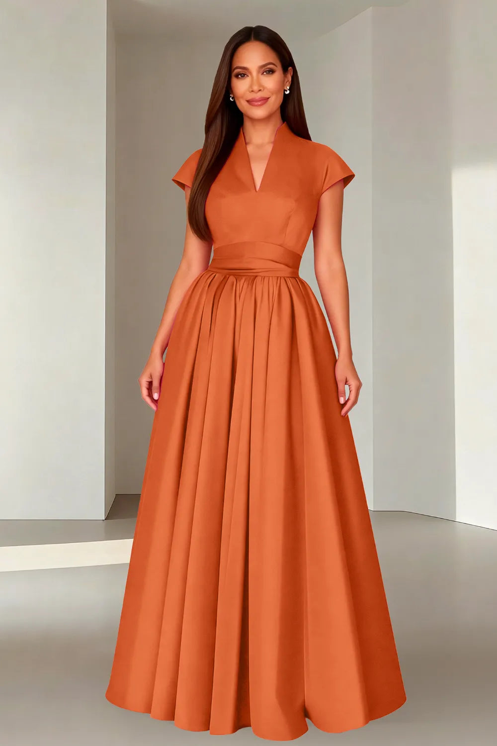Elegant V-Neck Maxi Formal Dress for Women