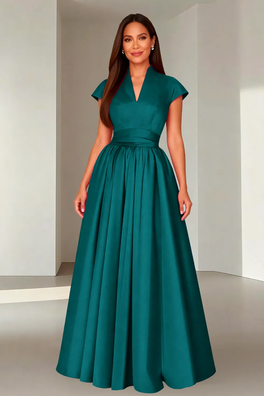 Elegant V-Neck Maxi Formal Dress for Women