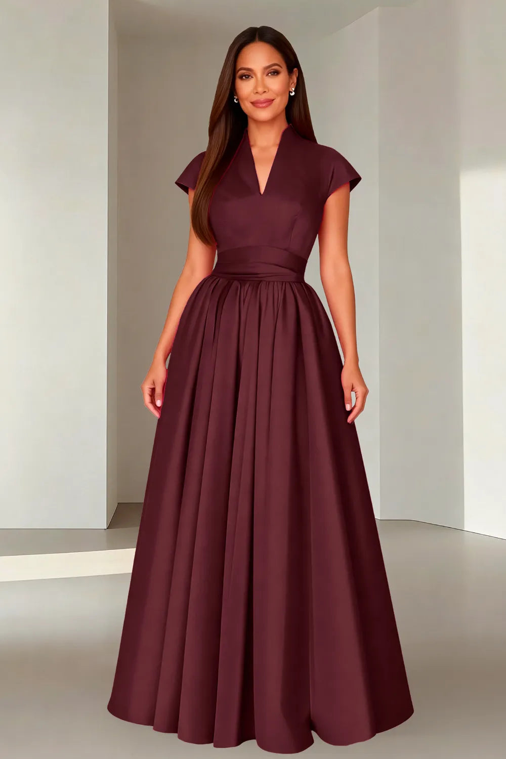 Elegant V-Neck Maxi Formal Dress for Women
