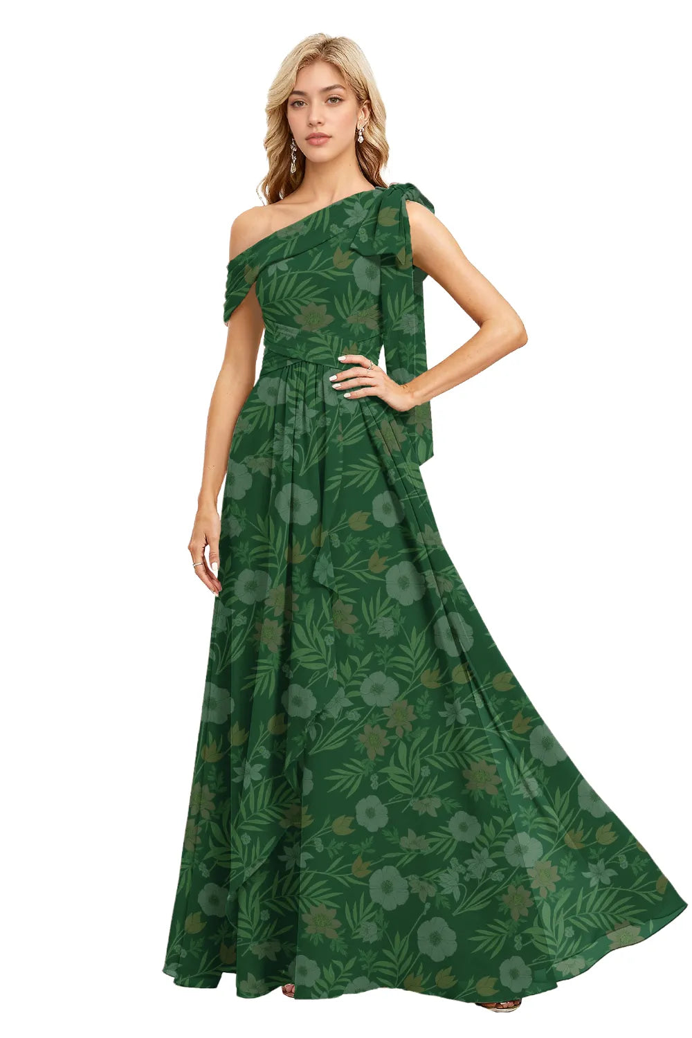 Romantic A-Line One-Shoulder Wedding Guest Gown