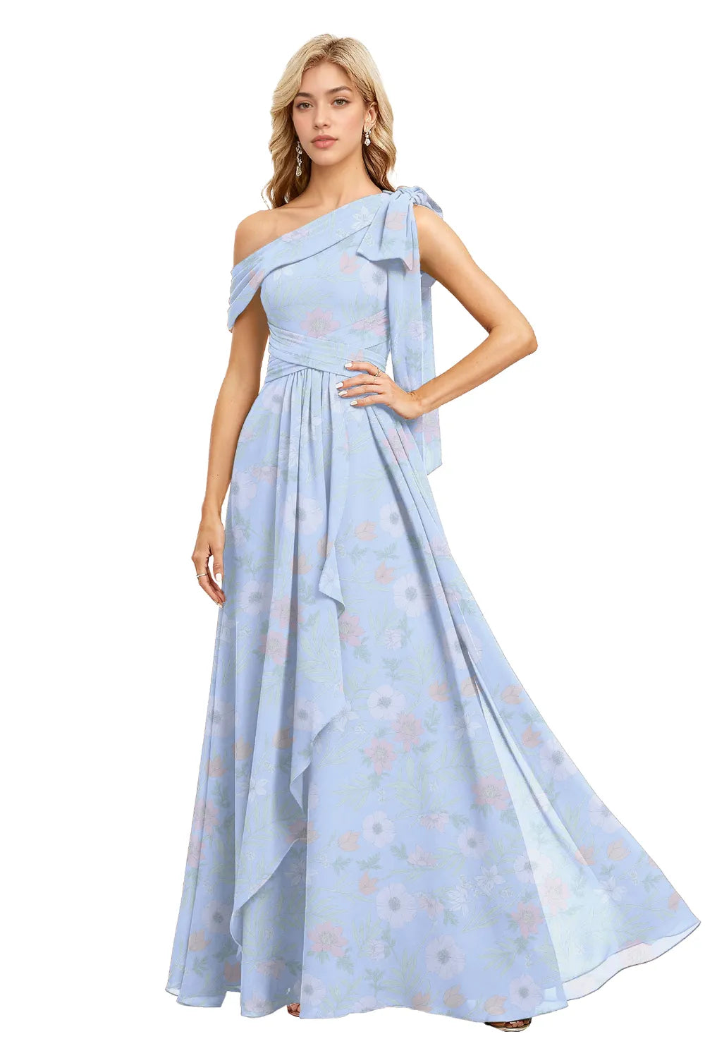 Romantic A-Line One-Shoulder Wedding Guest Gown