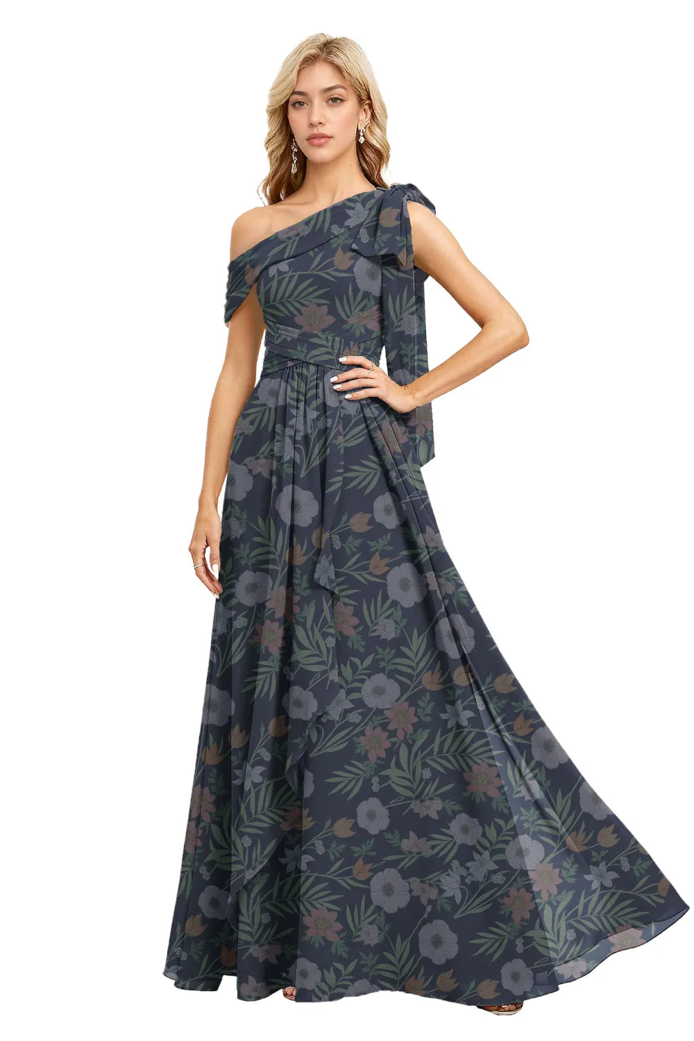 Romantic A-Line One-Shoulder Wedding Guest Gown