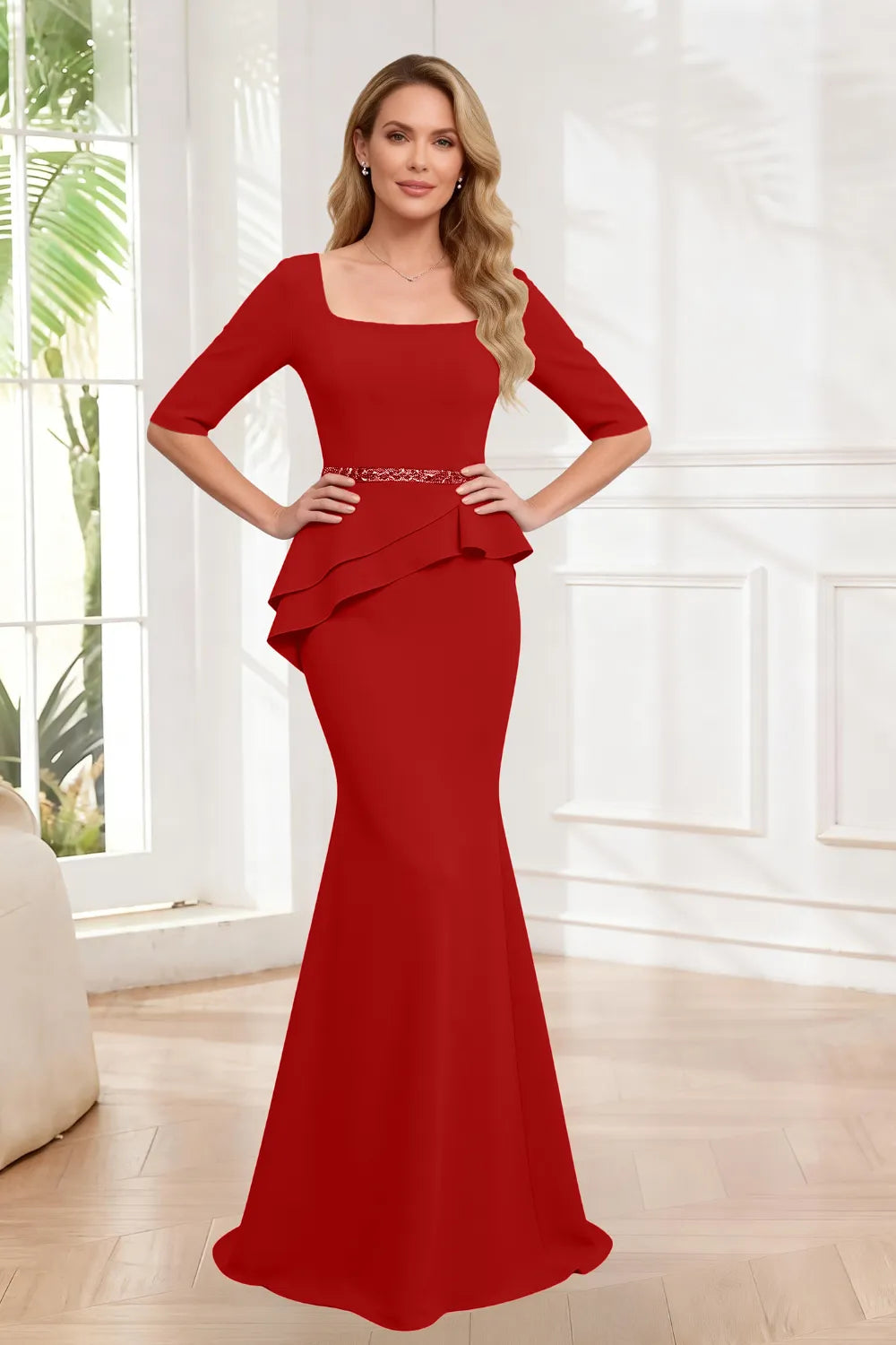 Chic Half Sleeve Mermaid Formal Dress
