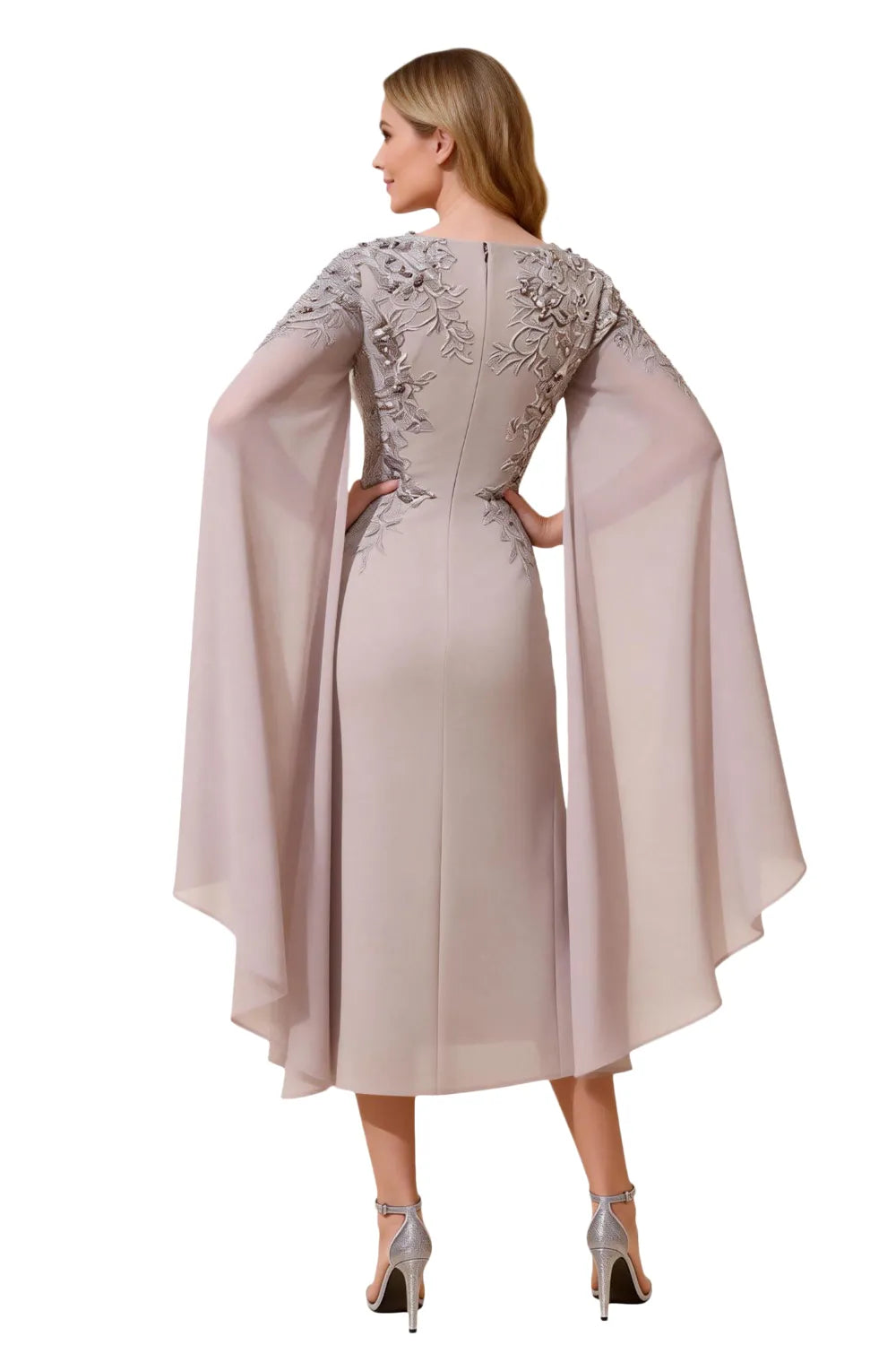 Sophisticated Cape Sleeve Occasion Dress