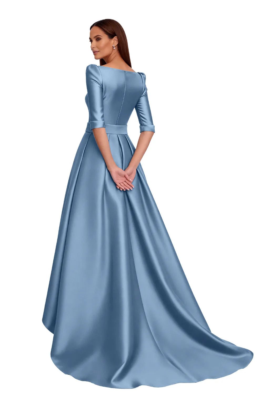 Classy Satin Formal High-Low Evening Gown