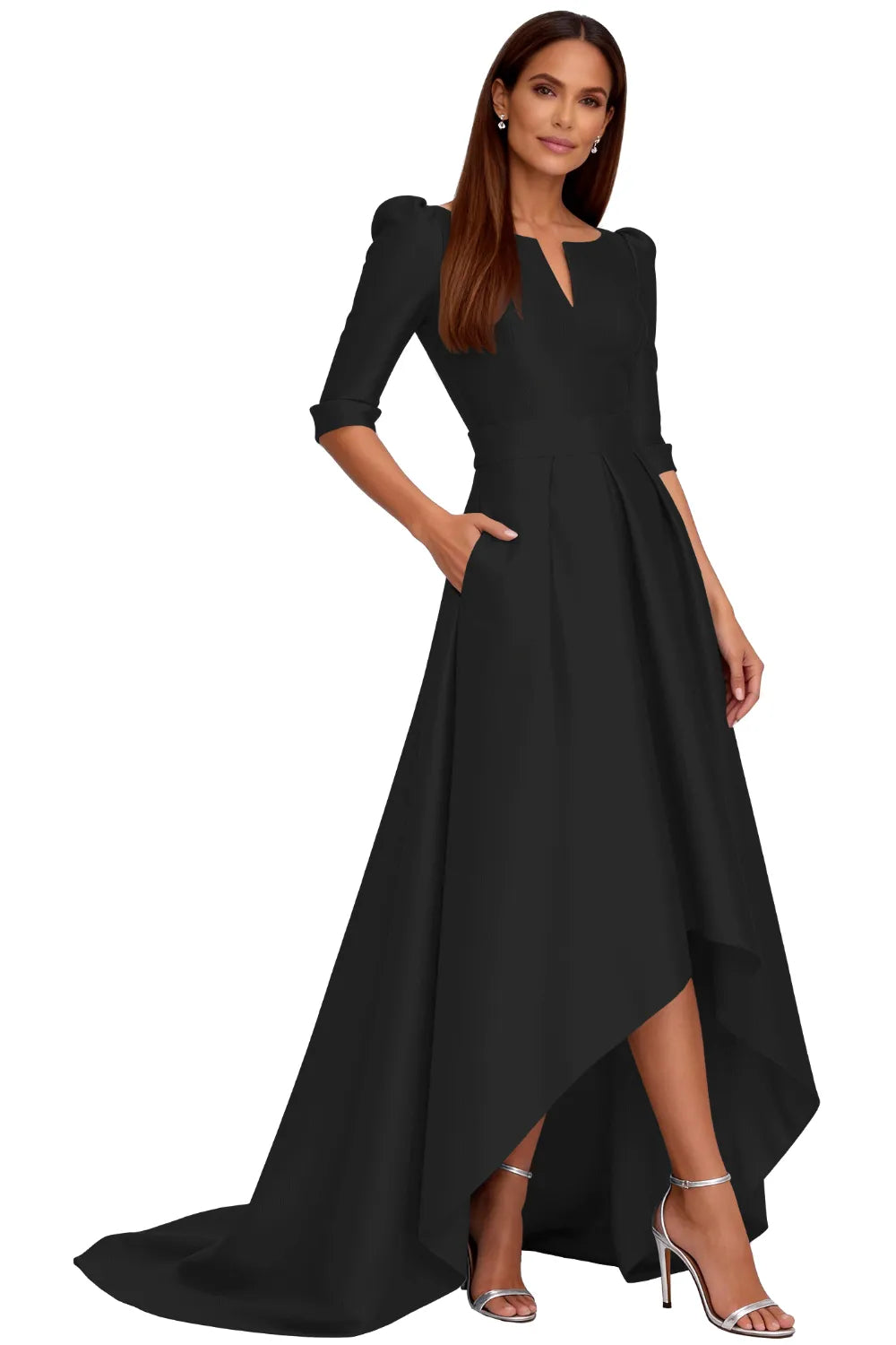 Classy Satin Formal High-Low Evening Gown