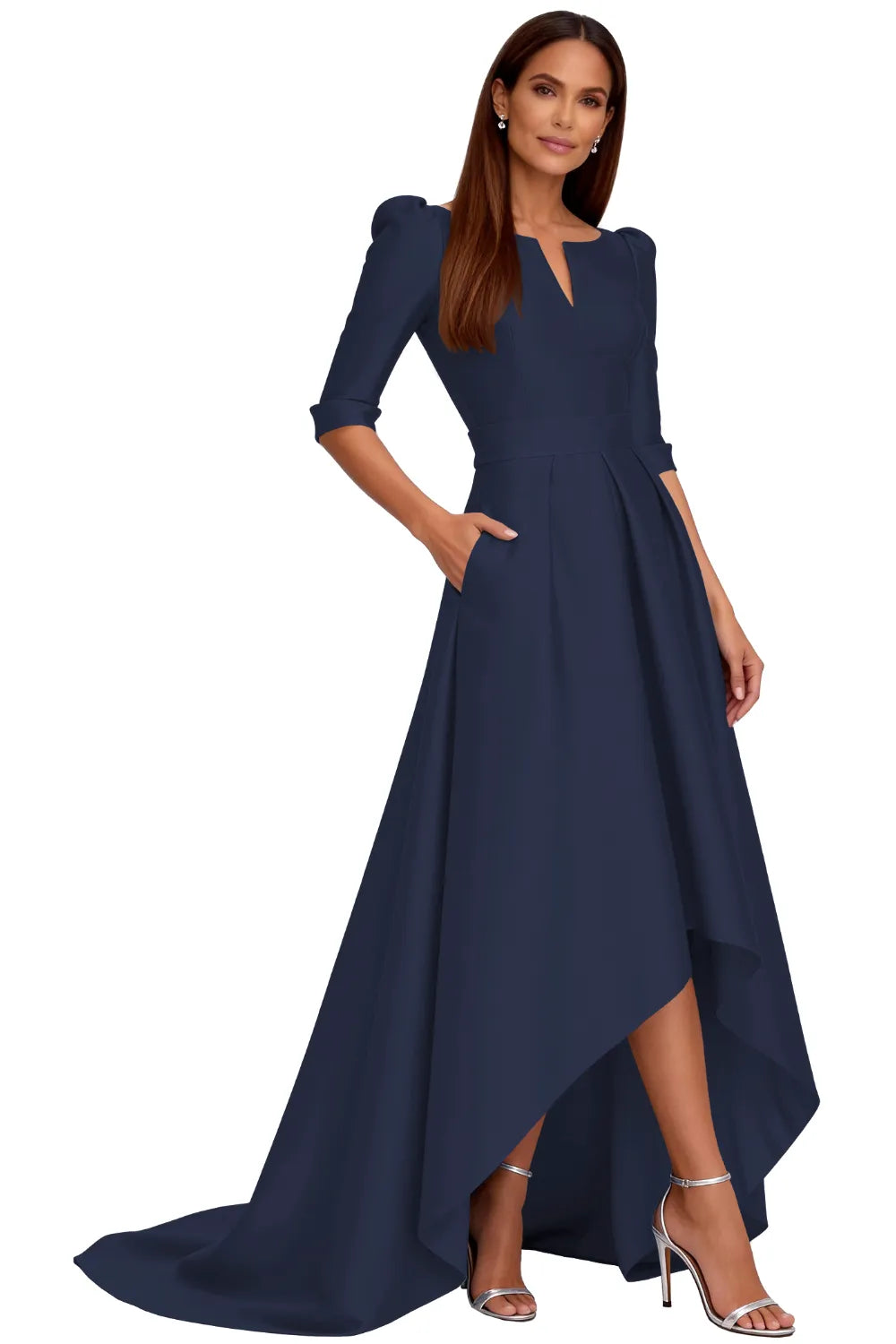 Classy Satin Formal High-Low Evening Gown