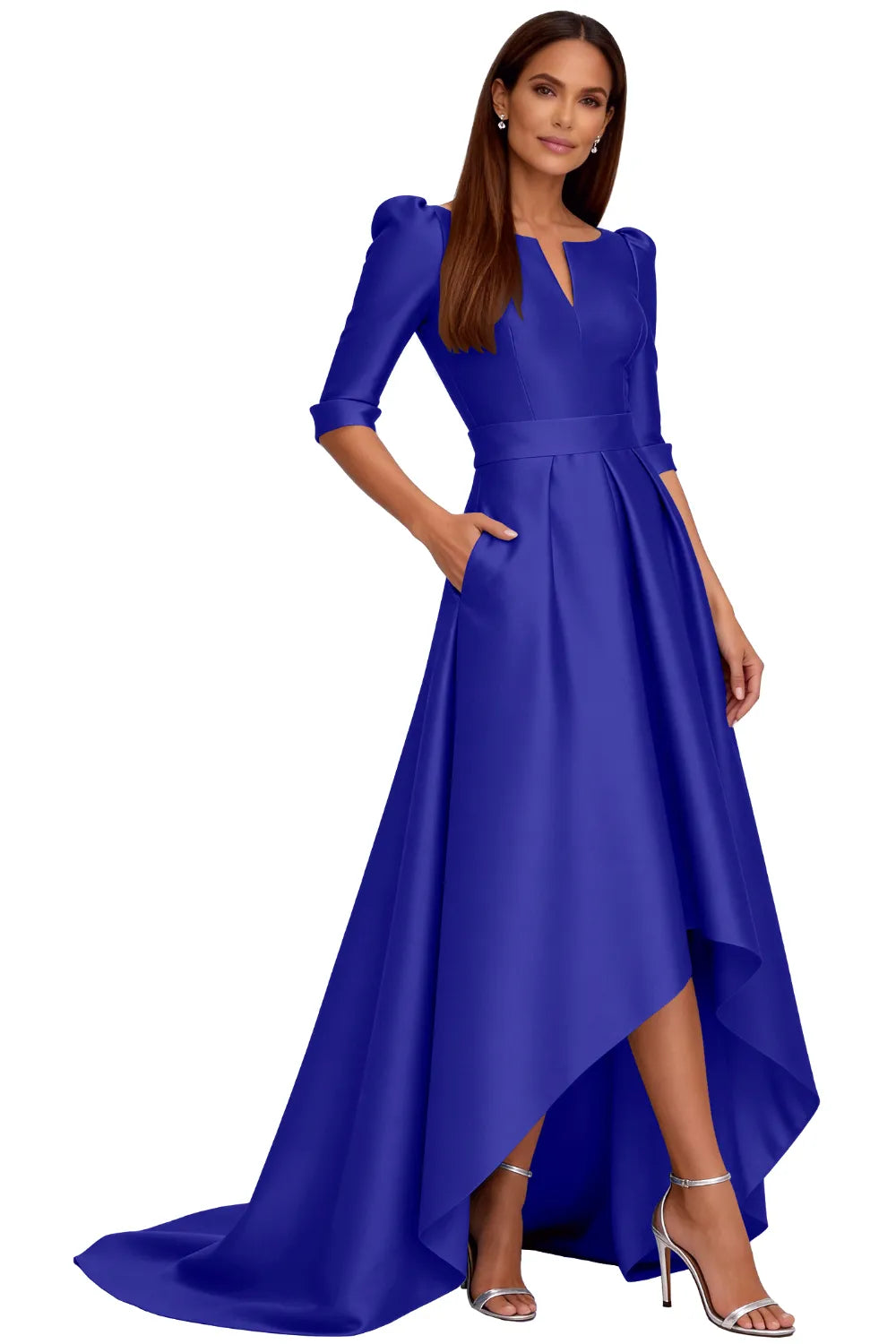 Classy Satin Formal High-Low Evening Gown