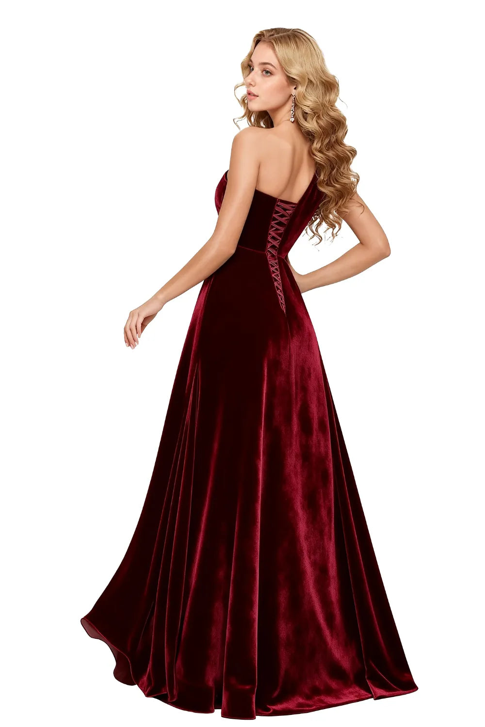 Asymmetrical One Shoulder Velvet Maxi Gown