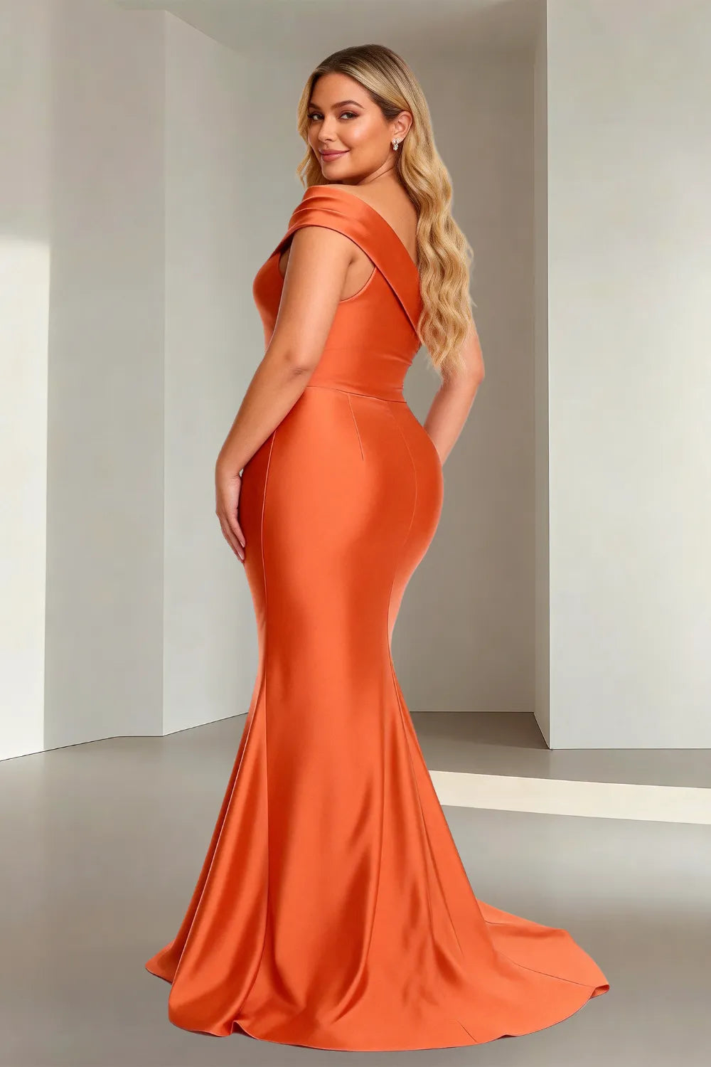 Glamorous Off-Shoulder Mermaid Satin Evening Gown