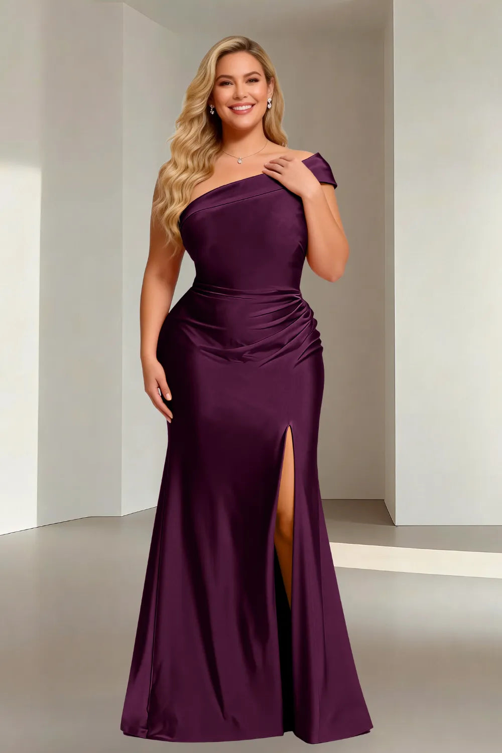 Glamorous Off-Shoulder Mermaid Satin Evening Gown