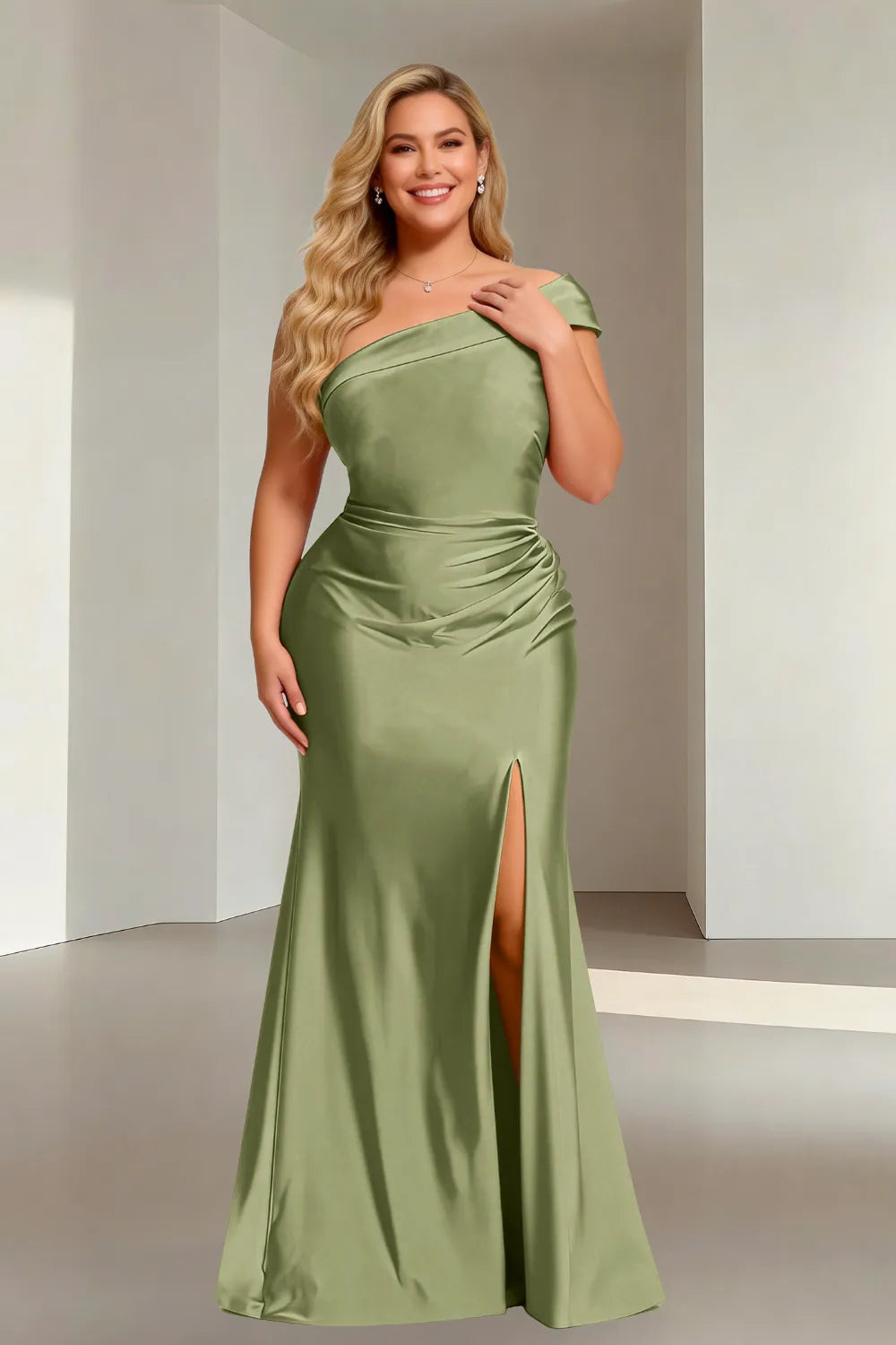 Glamorous Off-Shoulder Mermaid Satin Evening Gown