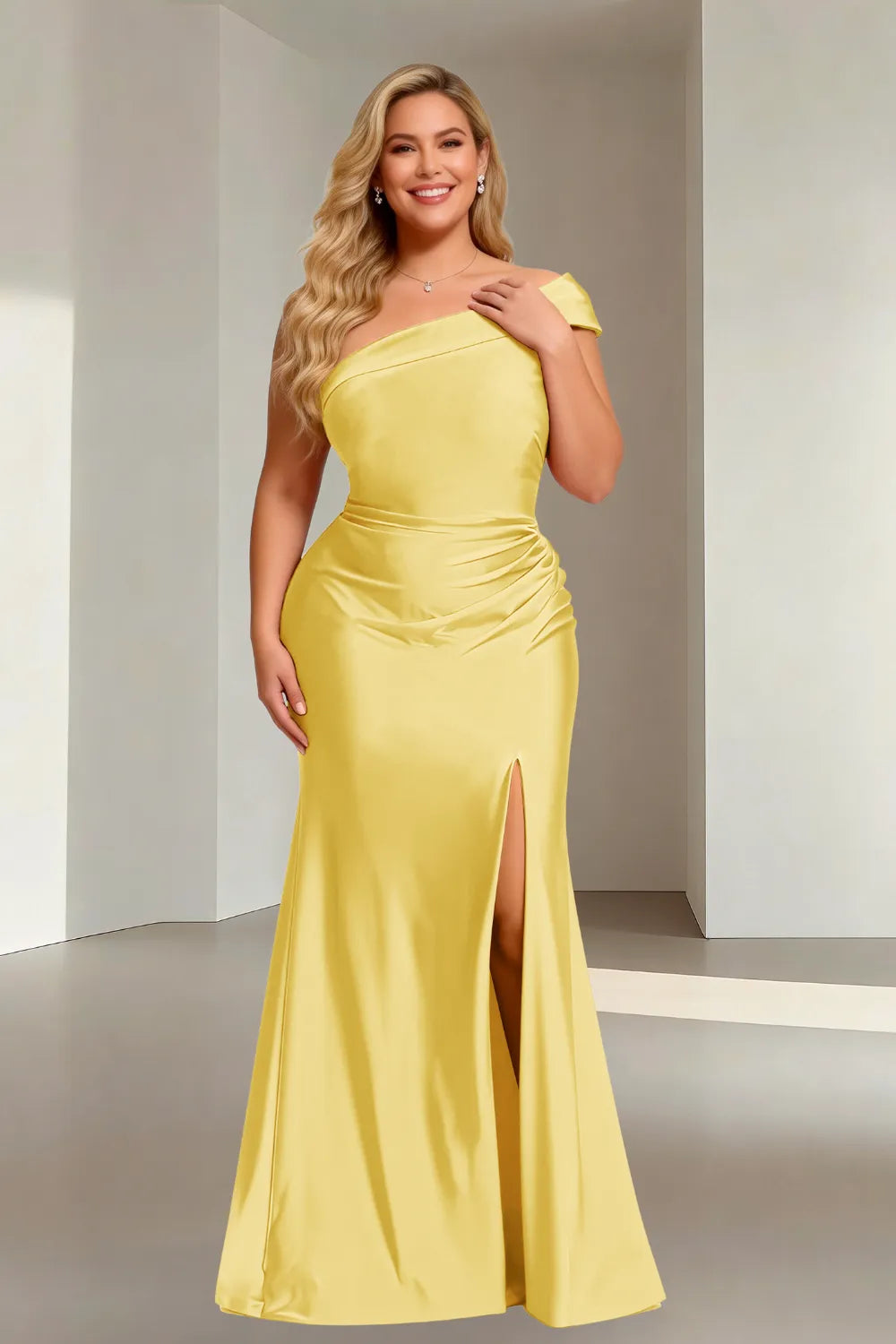 Glamorous Off-Shoulder Mermaid Satin Evening Gown