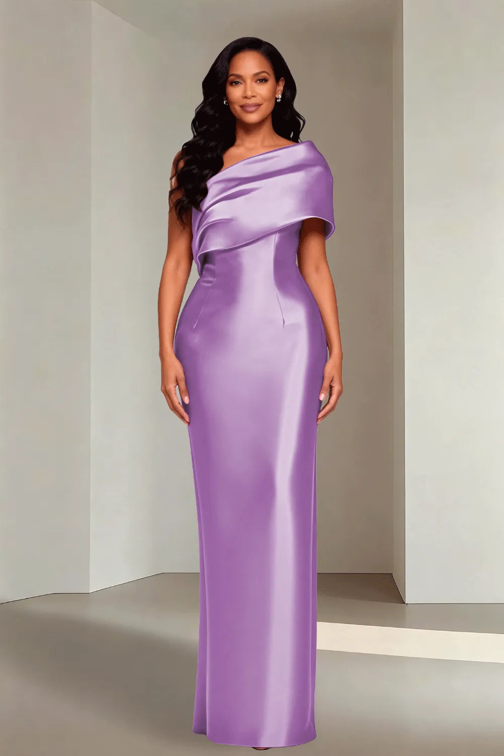 Luxury Satin One Shoulder Evening Gown