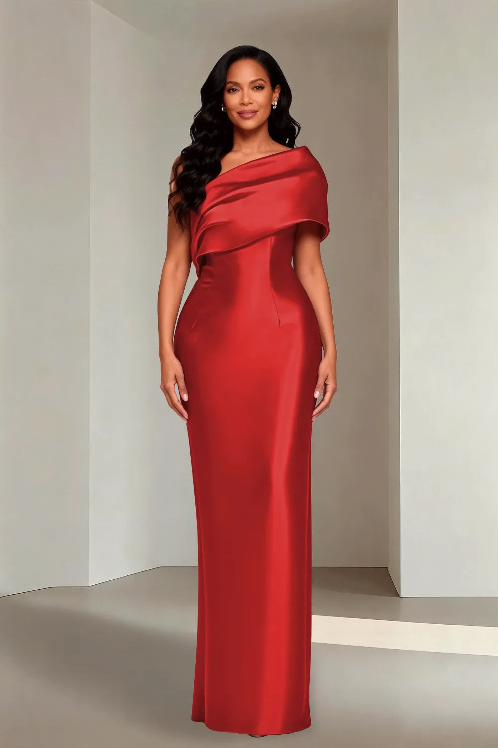 Luxury Satin One Shoulder Evening Gown