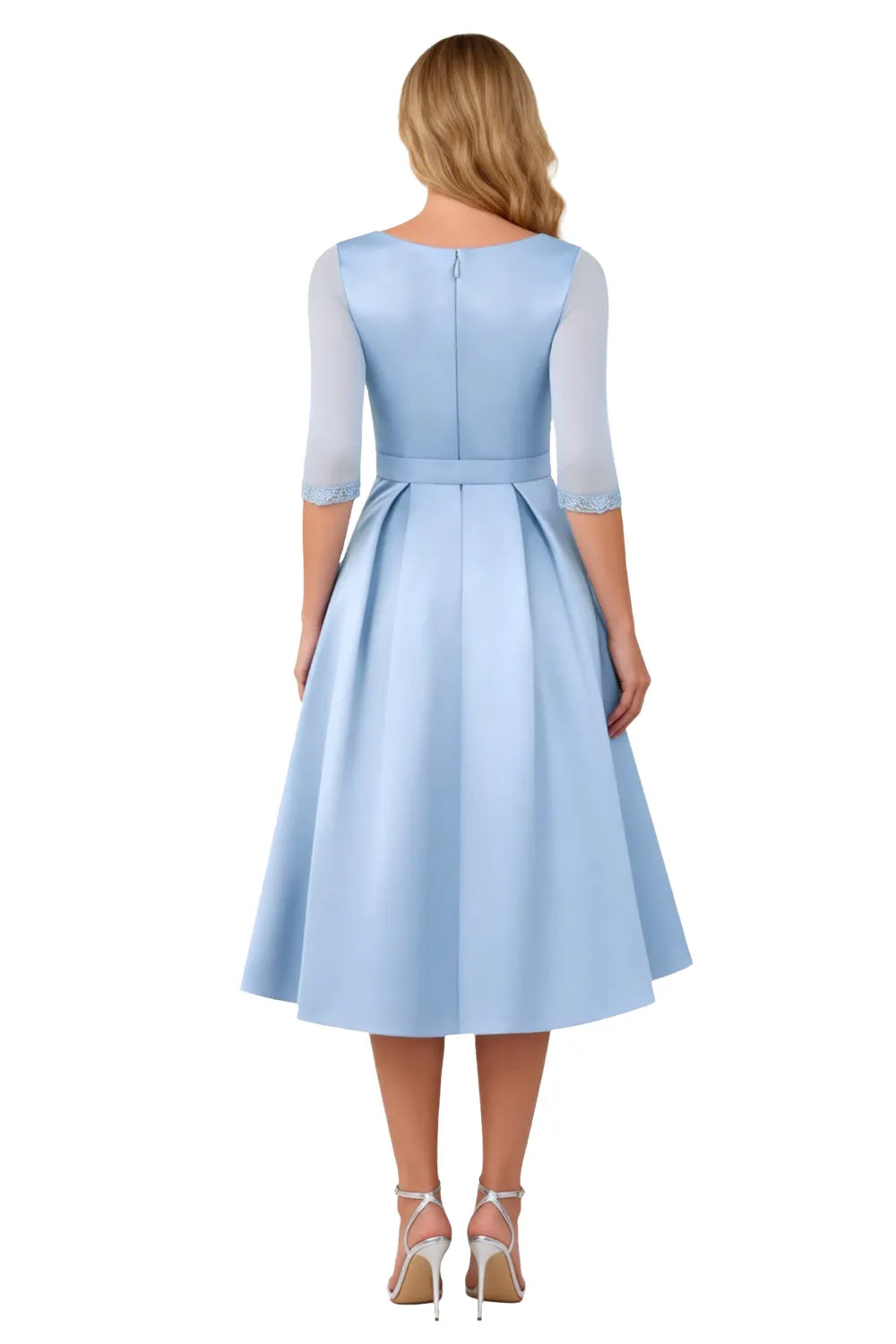 Classic A-Line Midi Dress with Waist Tie Detail