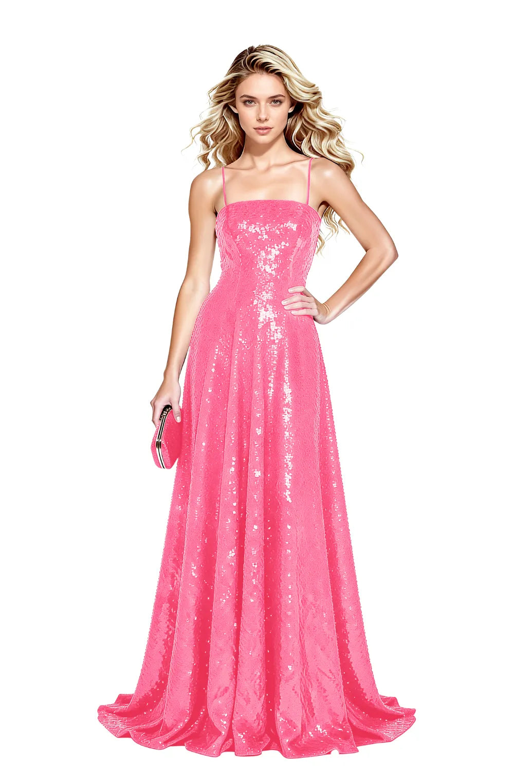 Starlight Elegance Spaghetti Sequin Maxi Gown