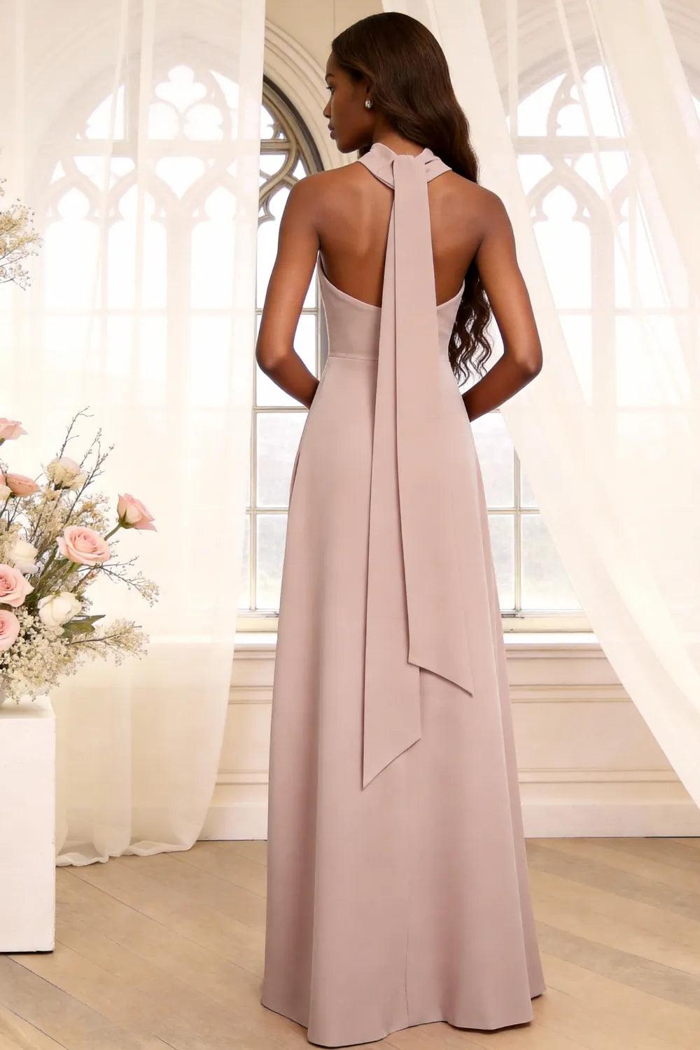 Halter Backless Floor Length Formal Dress