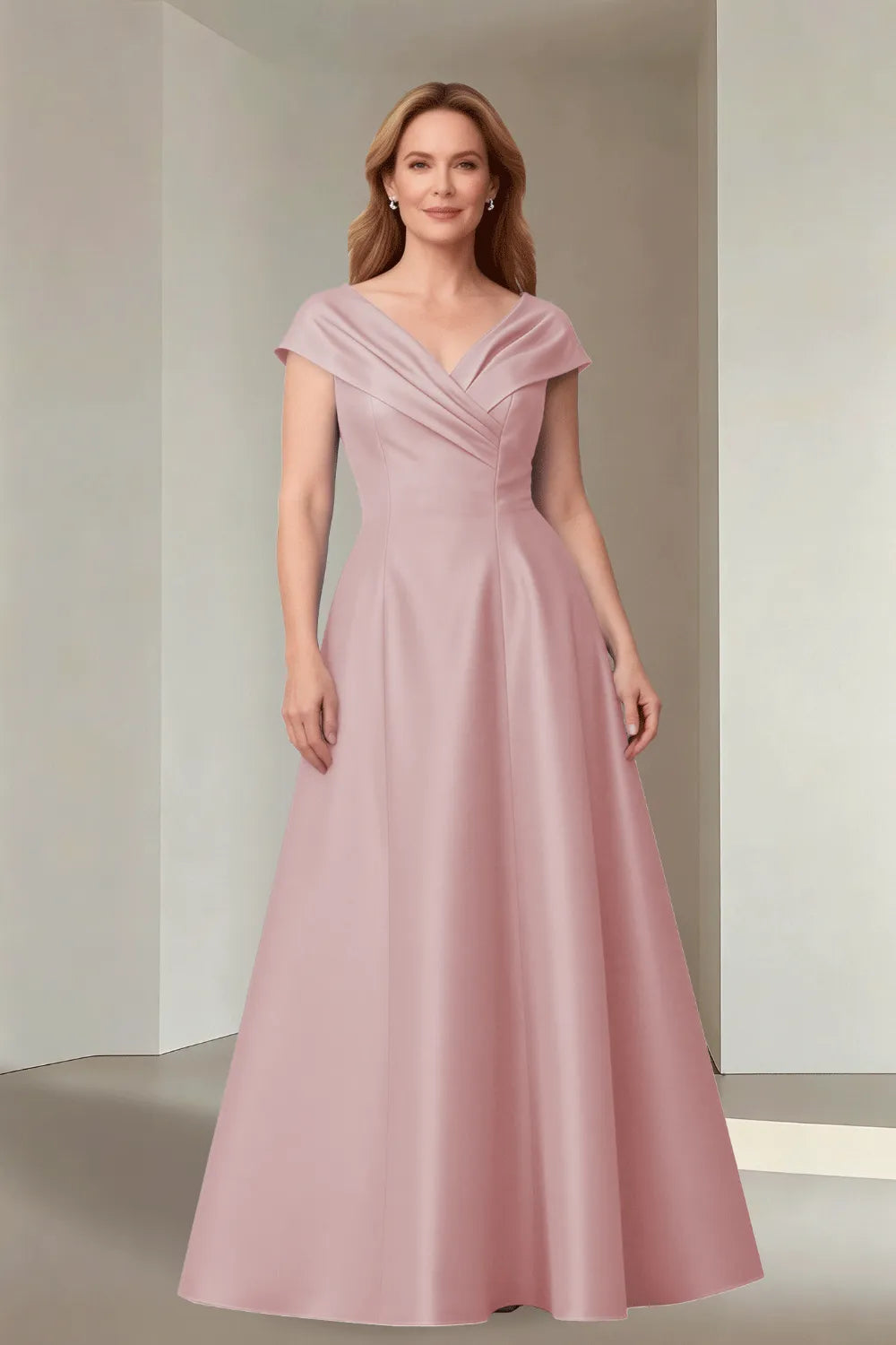 Minimalist Satin-Finish Wedding Guest Maxi Dress