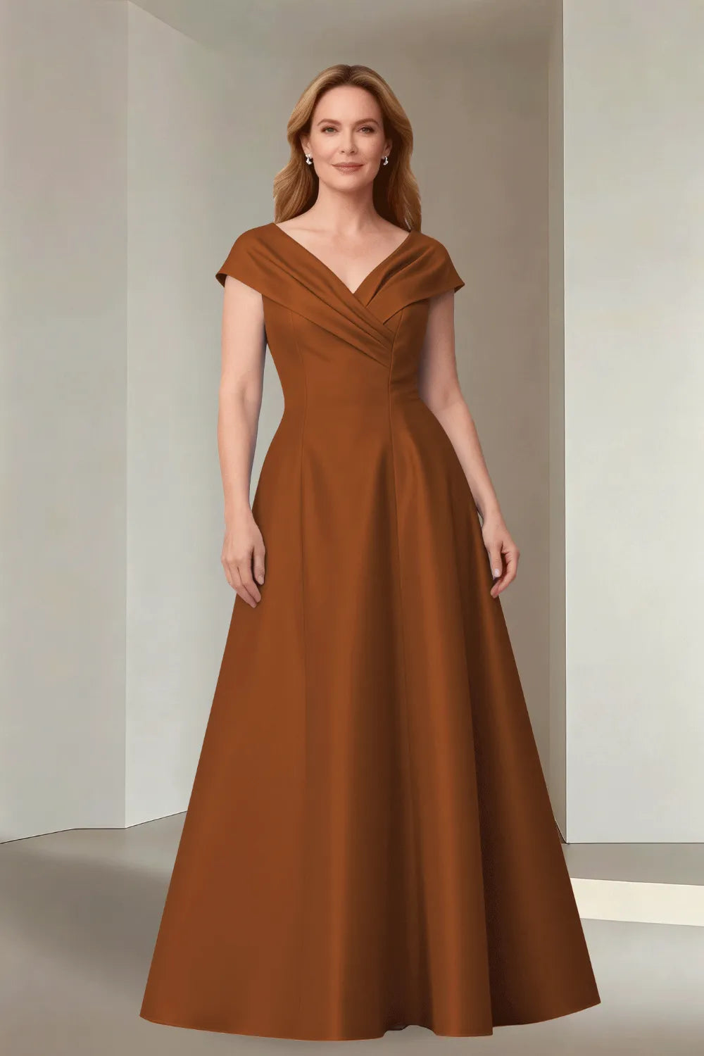 Minimalist Satin-Finish Wedding Guest Maxi Dress