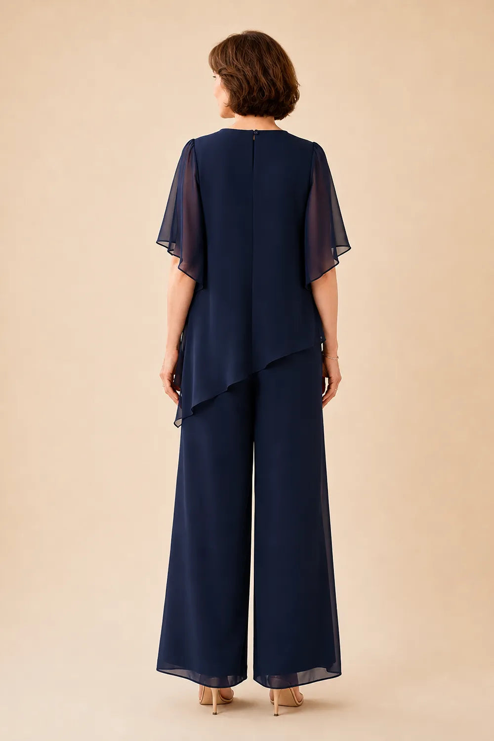 Embellished Keyhole Chiffon Overlay Pant Set