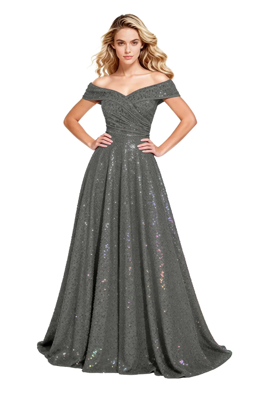 Luxury Off Shoulder Sequin Ball Gown Party Dress Evening Gown Elegant Prom Dress