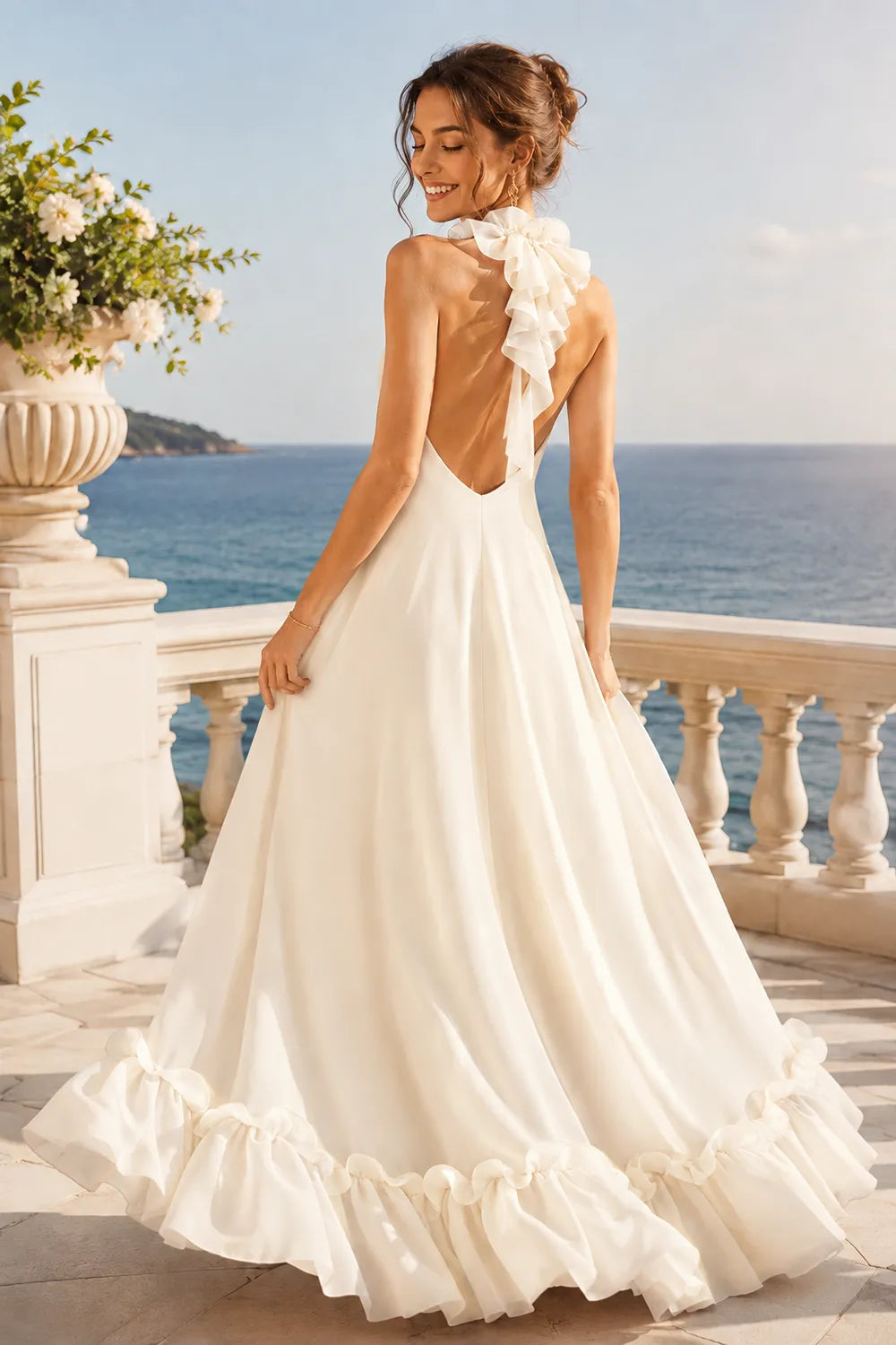 Marielle Open Back Ruffle Maxi Gown