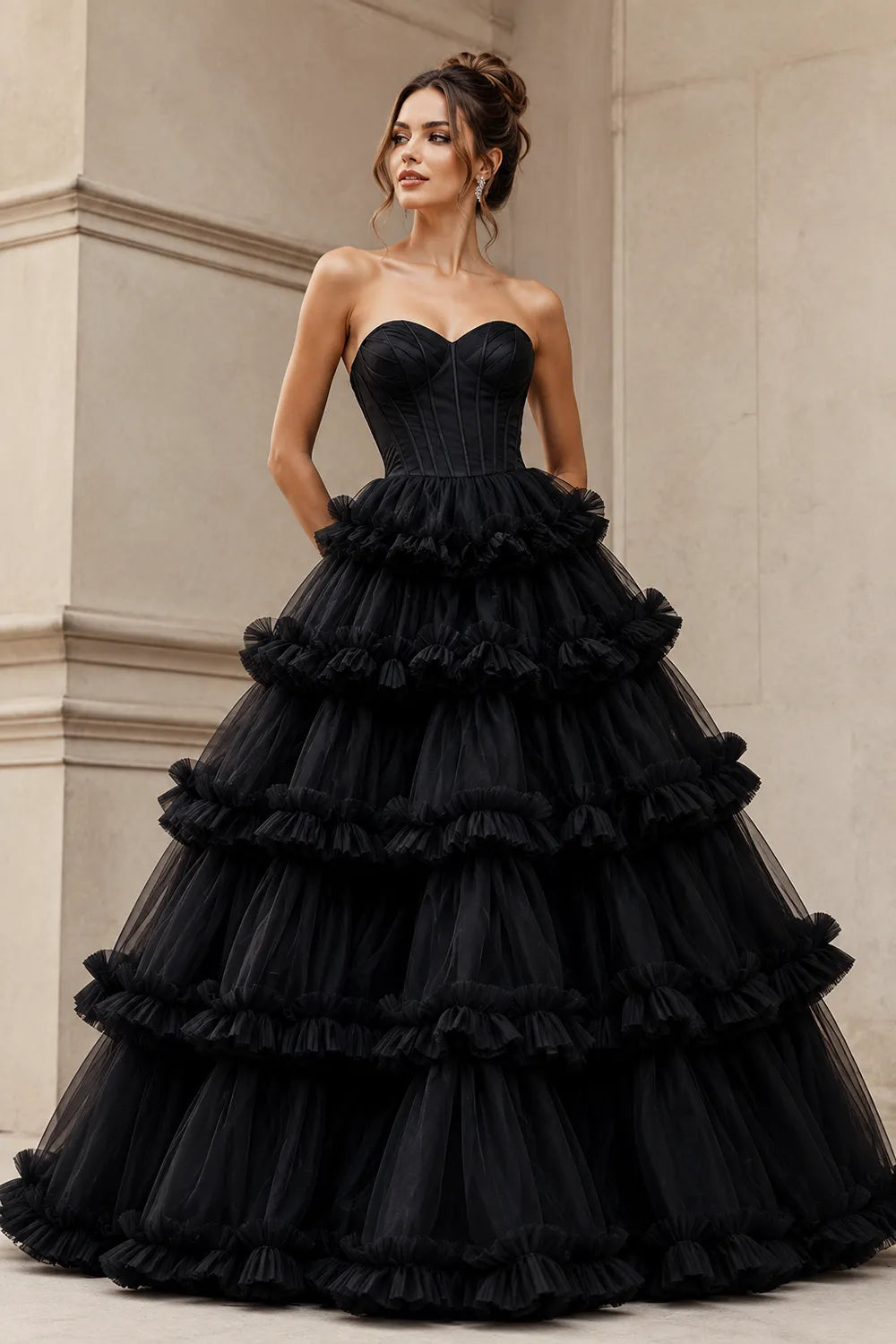 Princess Ruffled Ball Gown Dress