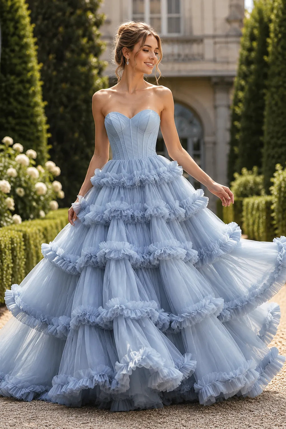 Princess Ruffled Ball Gown Dress