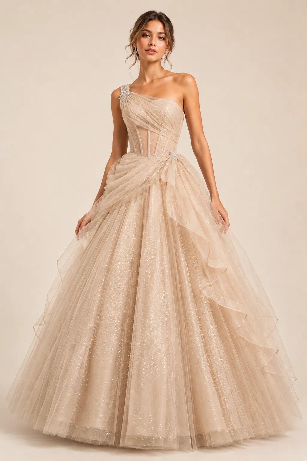 Marielle One Shoulder Fairy Ball Gown