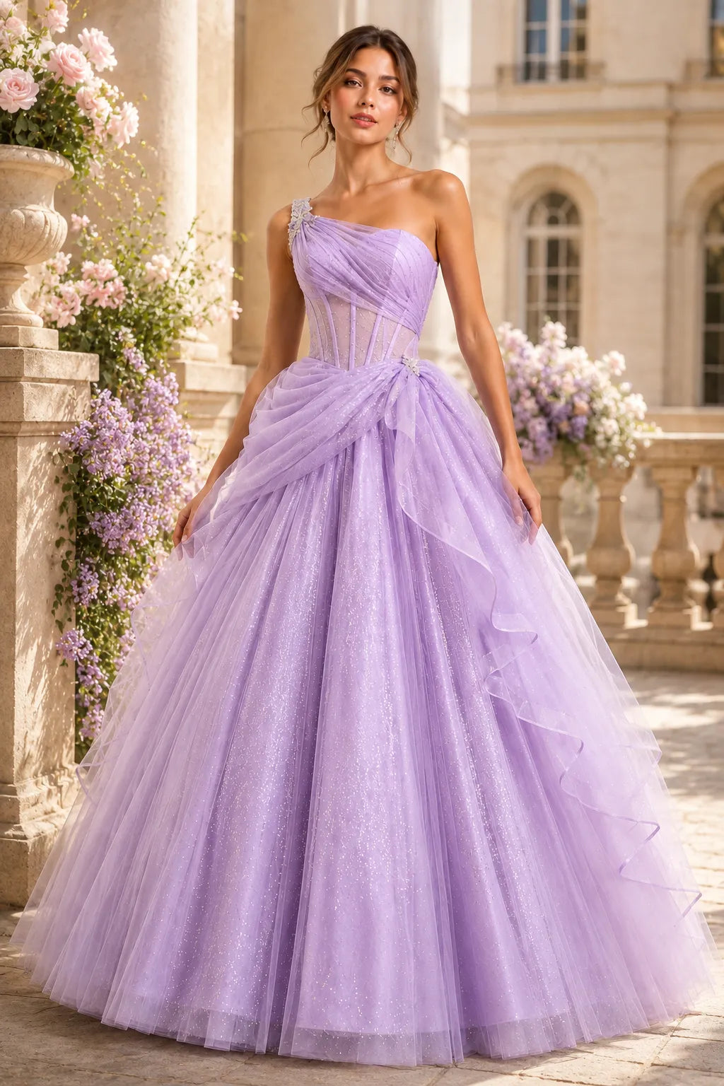 Marielle One Shoulder Fairy Ball Gown