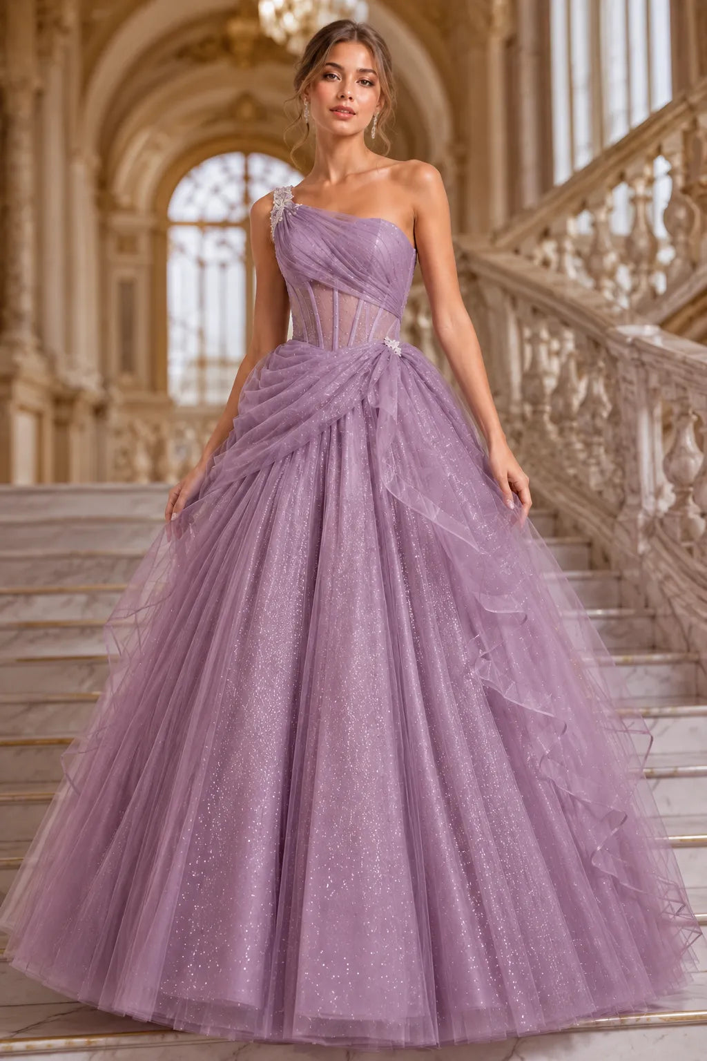 Marielle One Shoulder Fairy Ball Gown