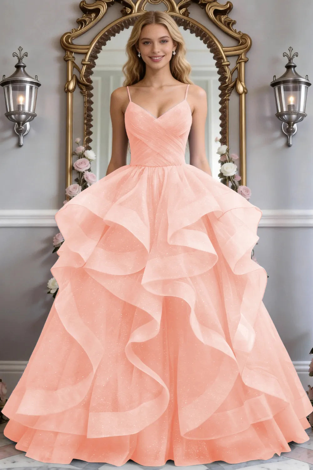 Starlight Ruffle Tulle Prom Dress