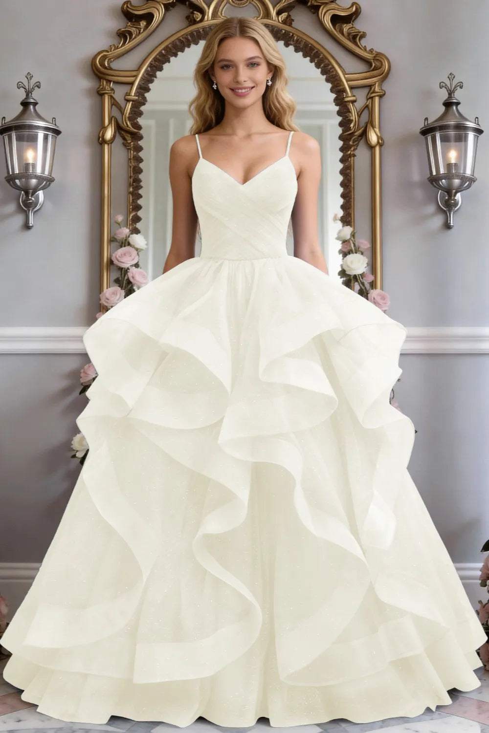 Starlight Ruffle Tulle Prom Dress