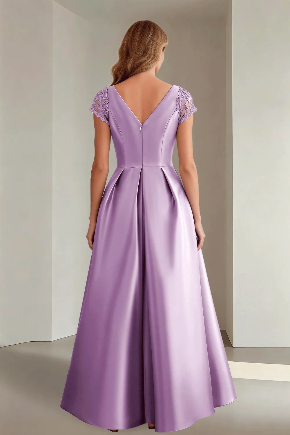 Classic Floor Length Satin Evening Gown for Wedding Guests