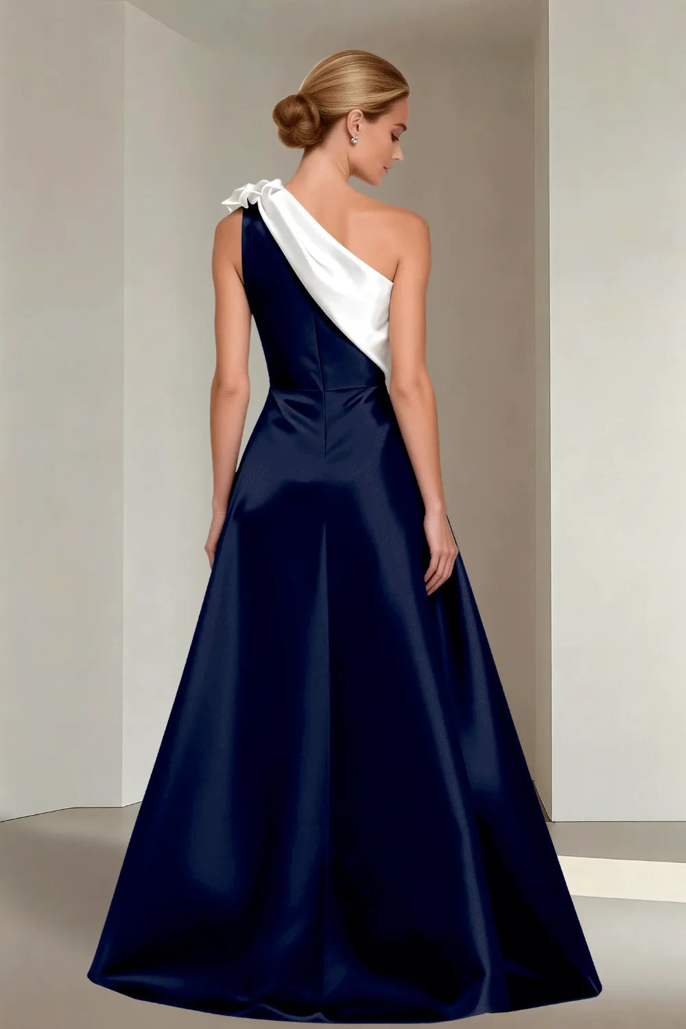 Floor-Length One-Shoulder A-Line Satin Gala Dress