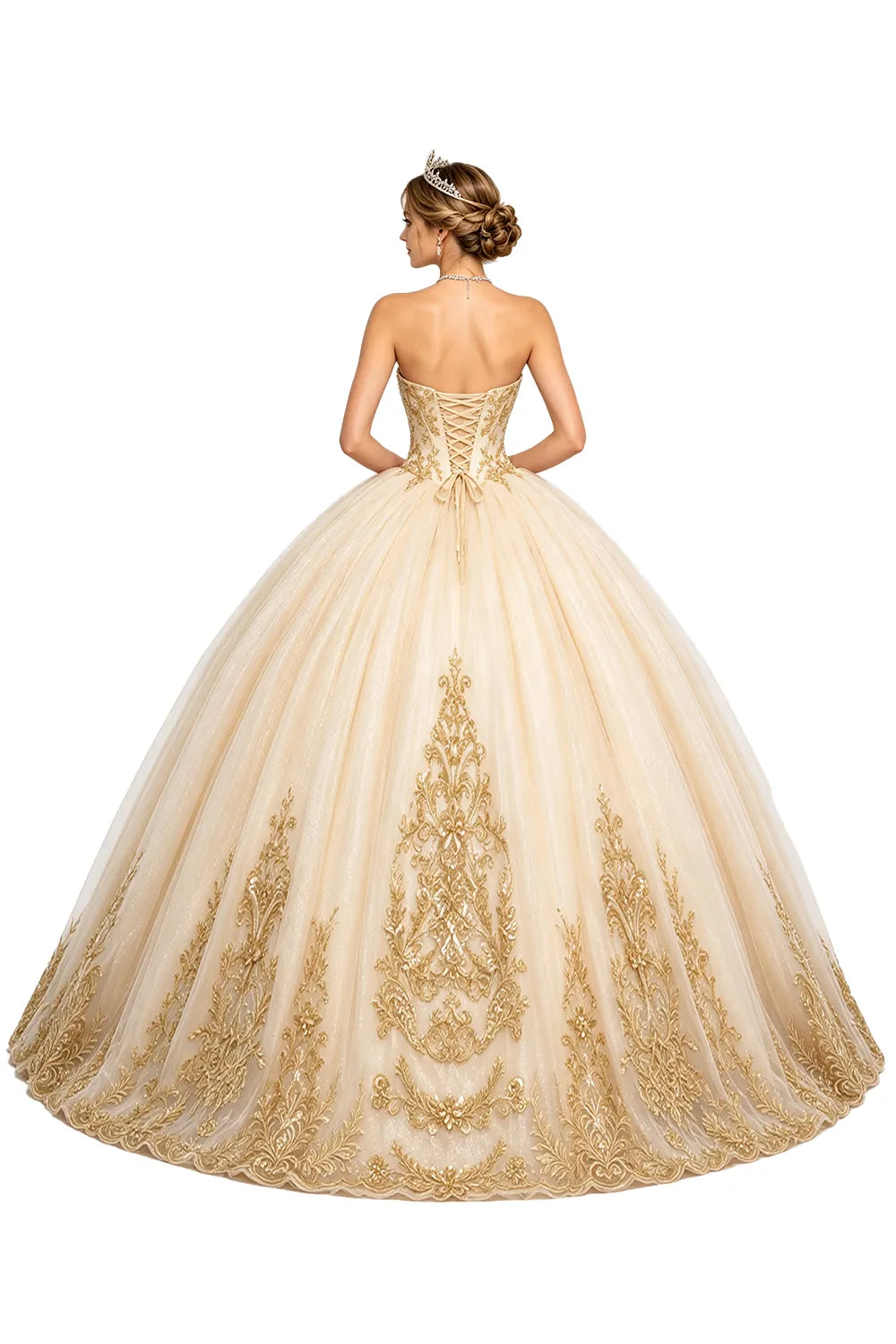 Golden Whisper Royal Embroidered Ball Gown