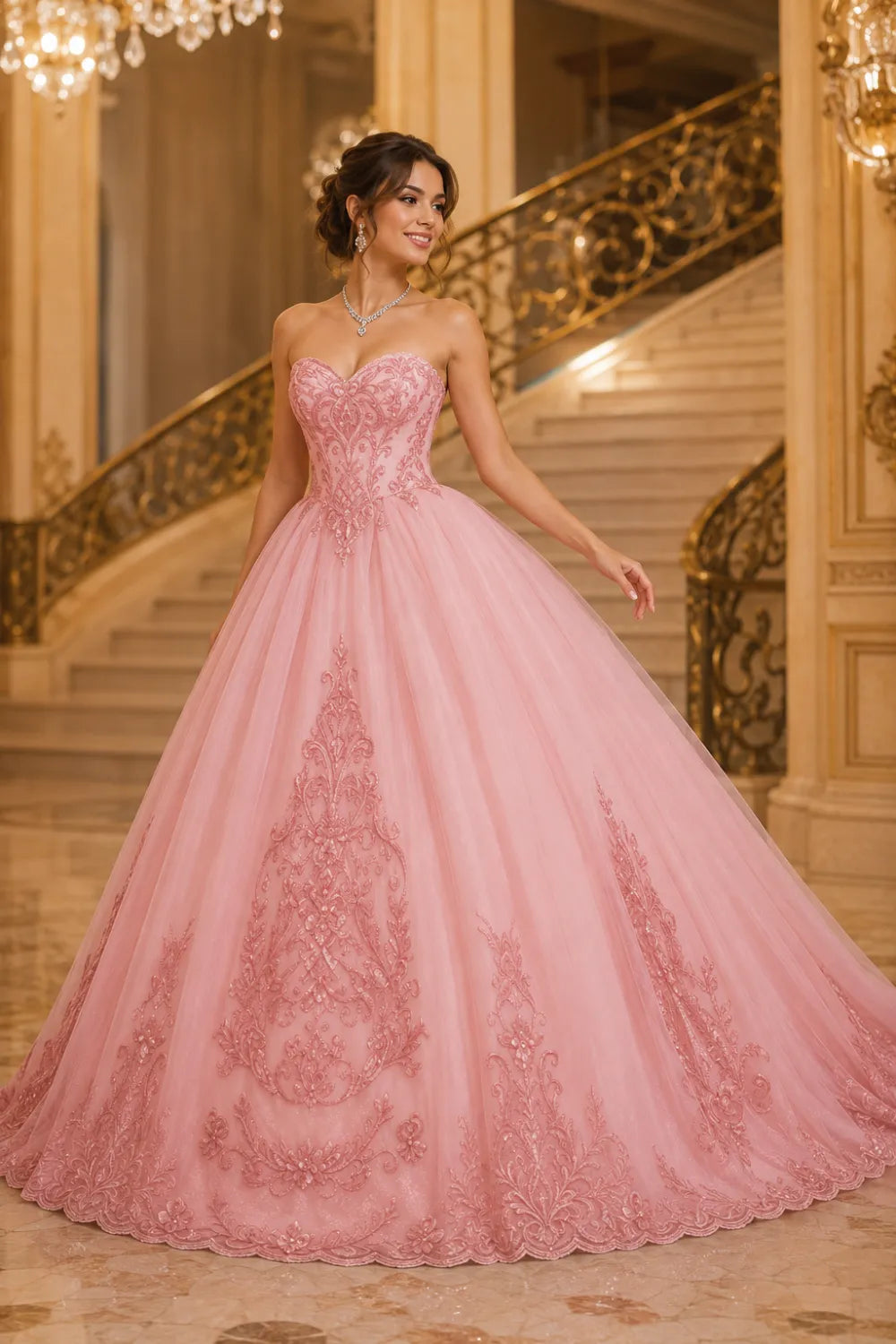 Golden Whisper Royal Embroidered Ball Gown