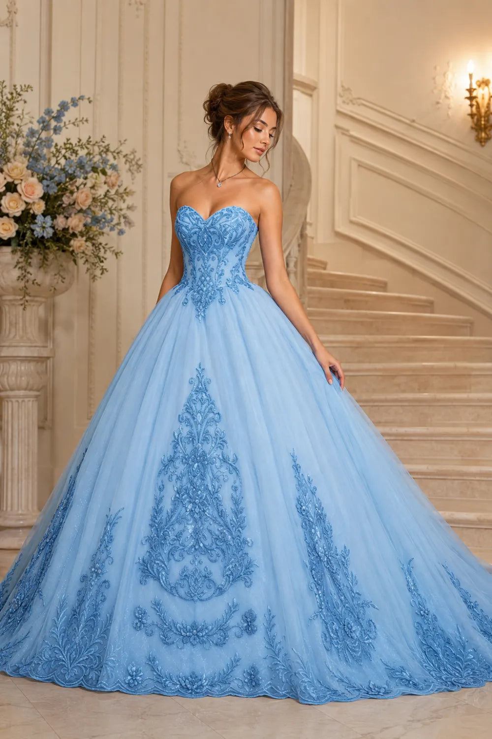Golden Whisper Royal Embroidered Ball Gown