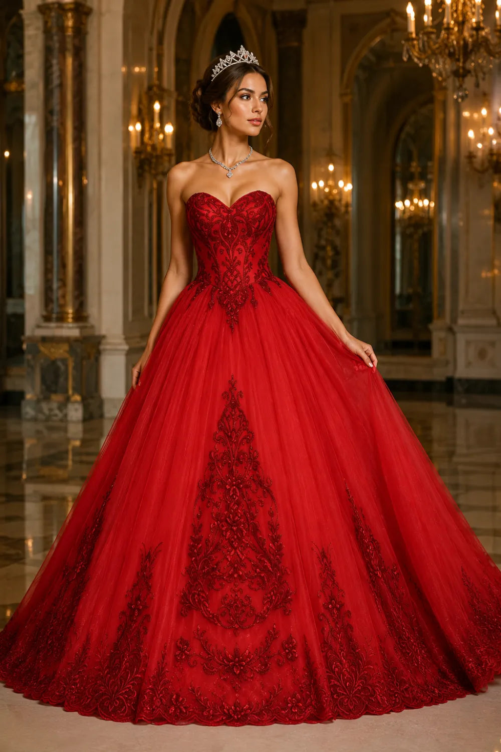 Golden Whisper Royal Embroidered Ball Gown