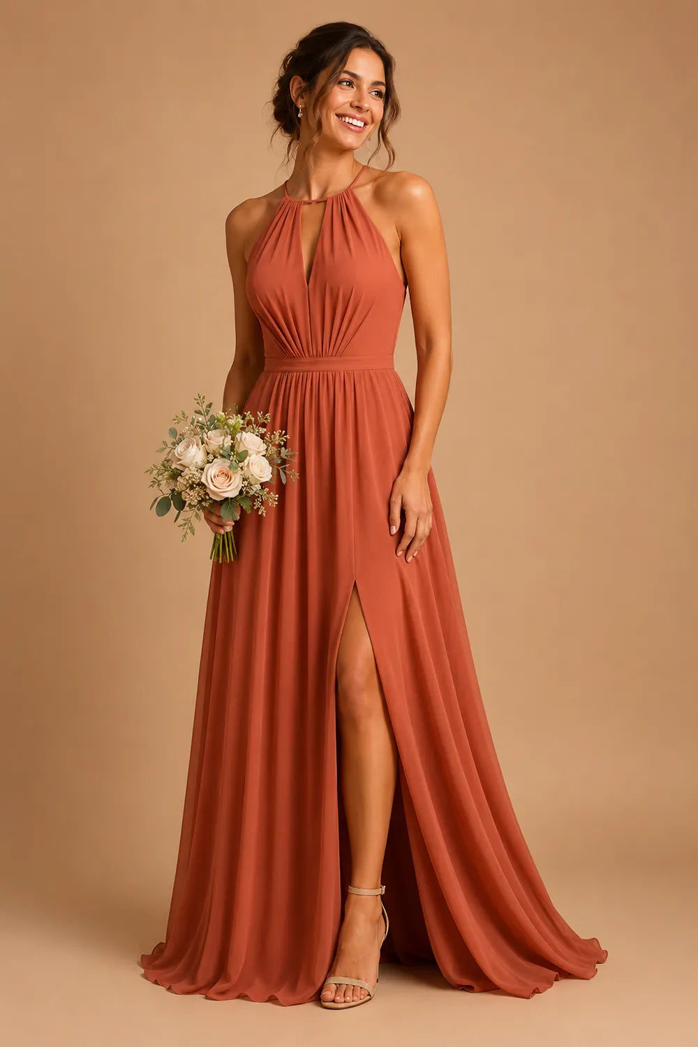 Seraphina Halter Keyhole Chiffon Gown