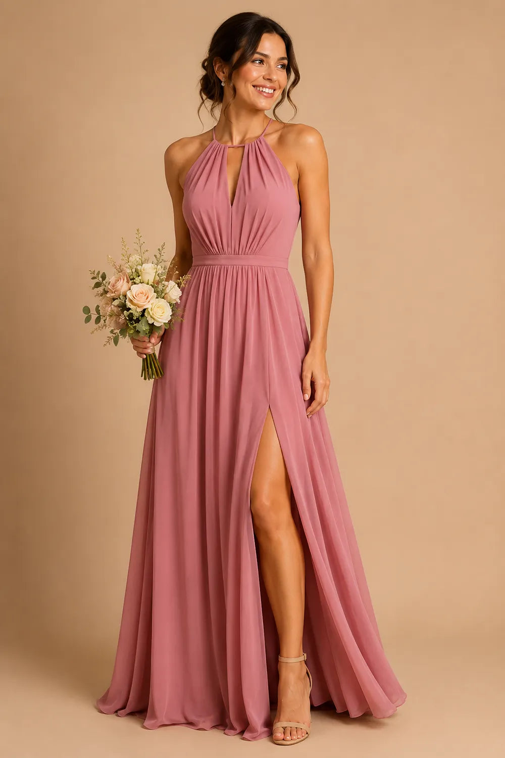 Seraphina Halter Keyhole Chiffon Gown