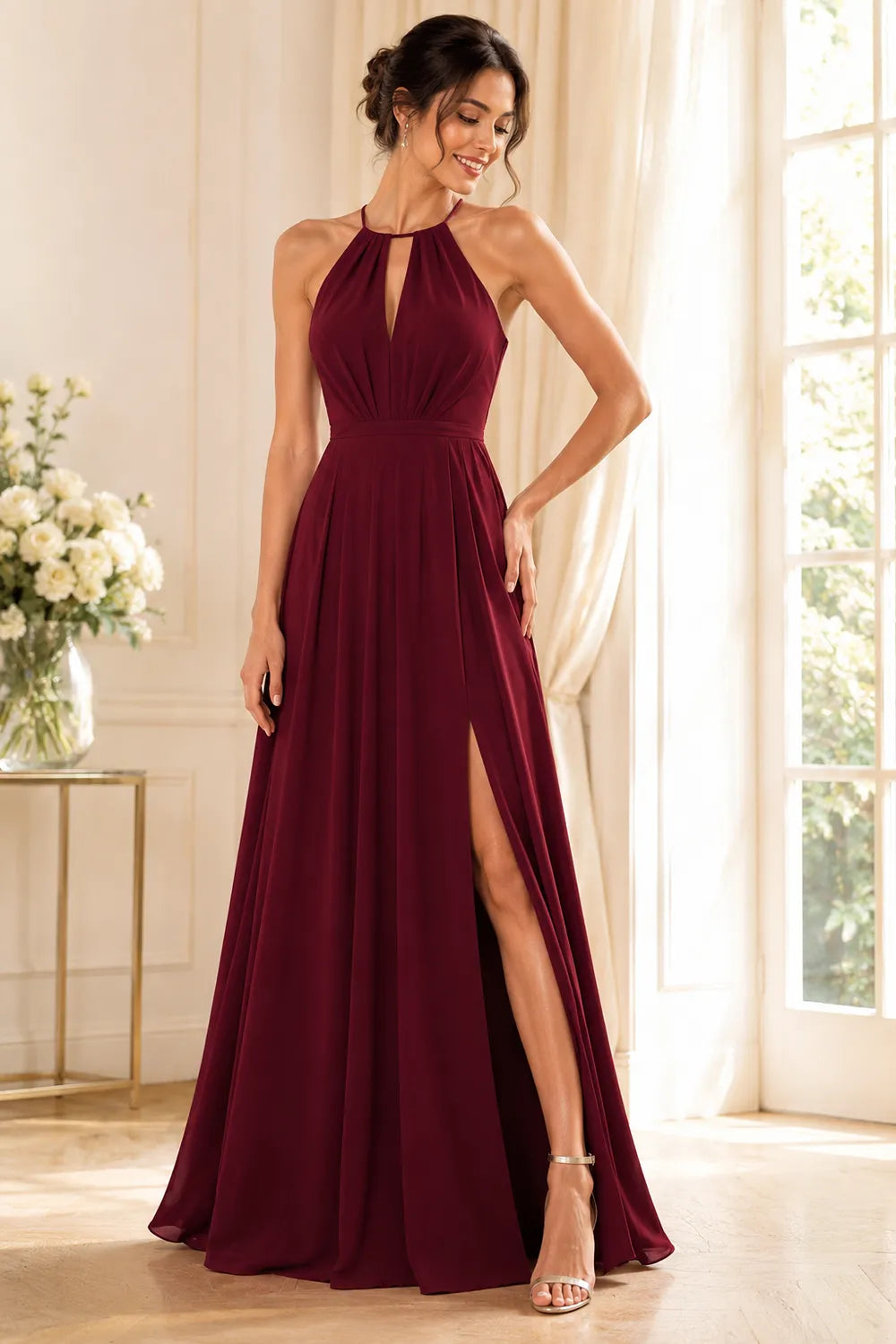 Seraphina Halter Keyhole Chiffon Gown