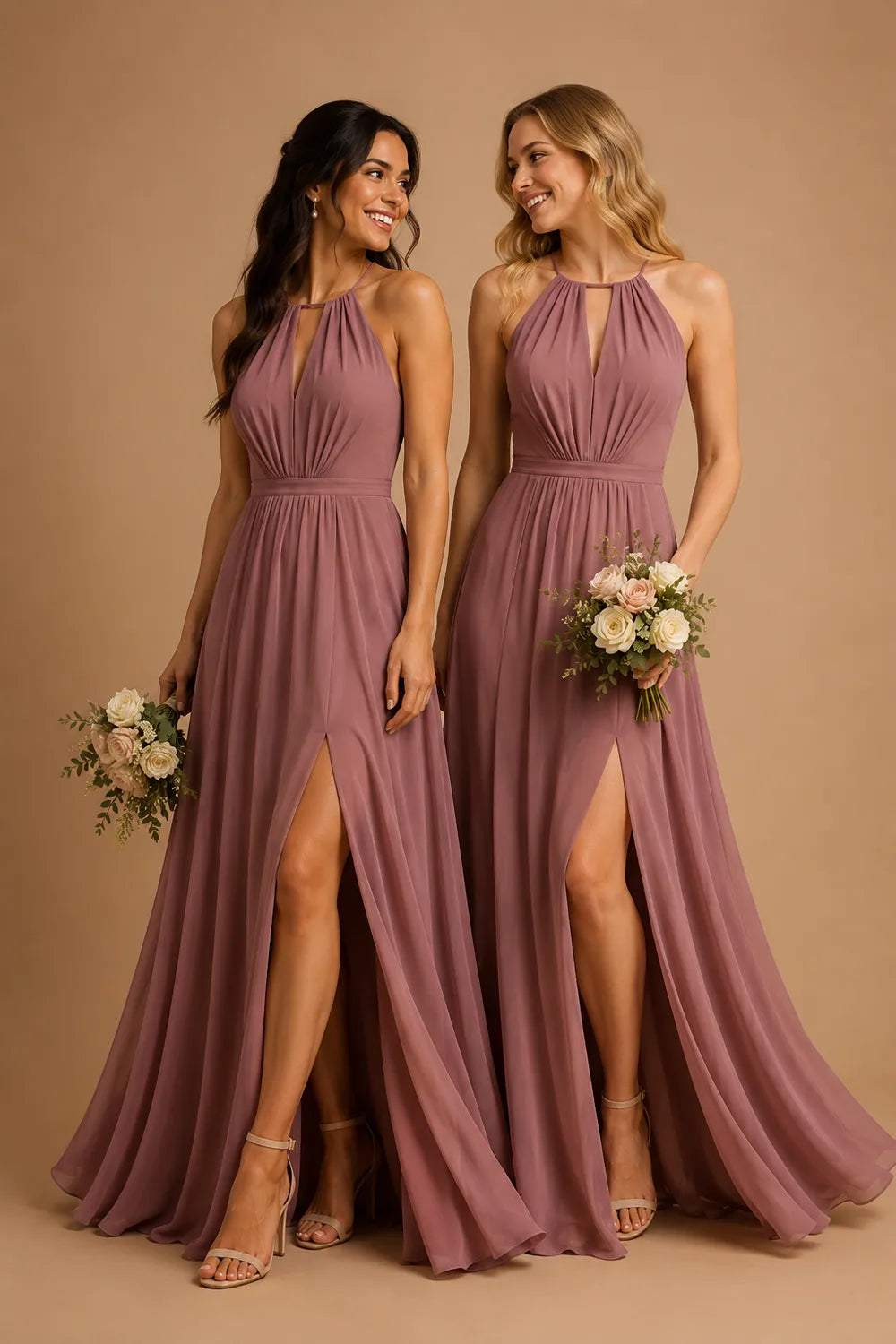 Seraphina Halter Keyhole Chiffon Gown