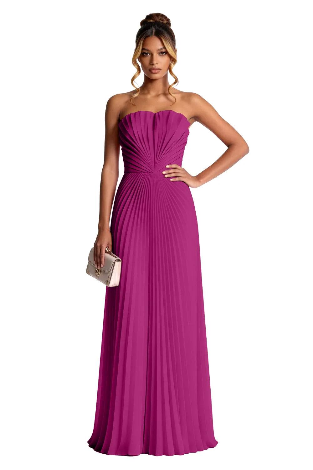 Aurora Pleated Sculpted Maxi Dress