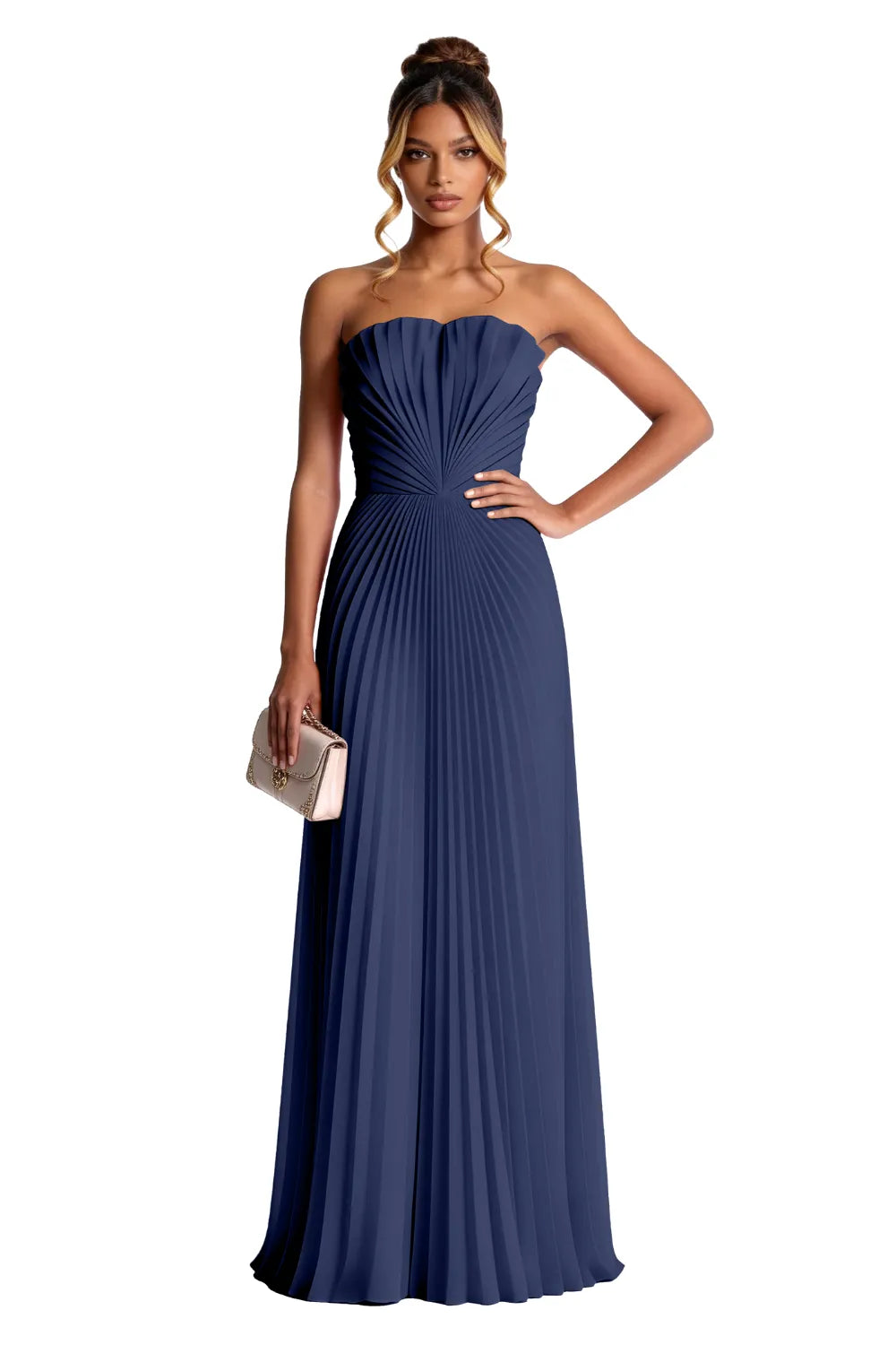 Aurora Pleated Sculpted Maxi Dress
