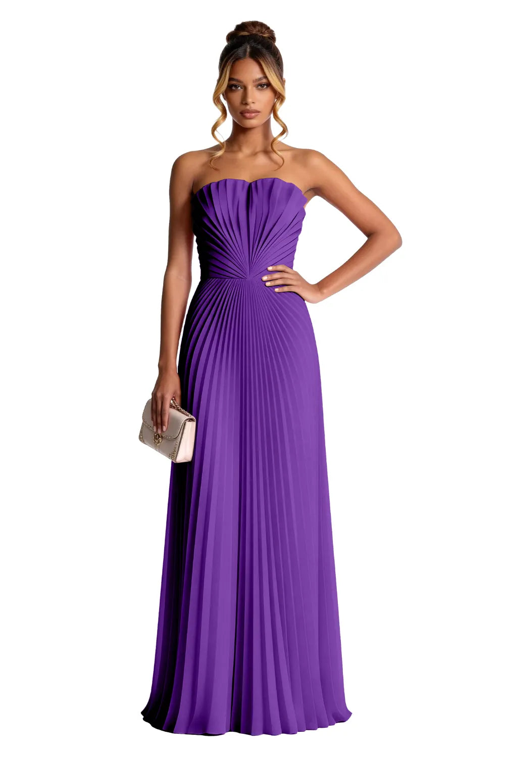 Aurora Pleated Sculpted Maxi Dress